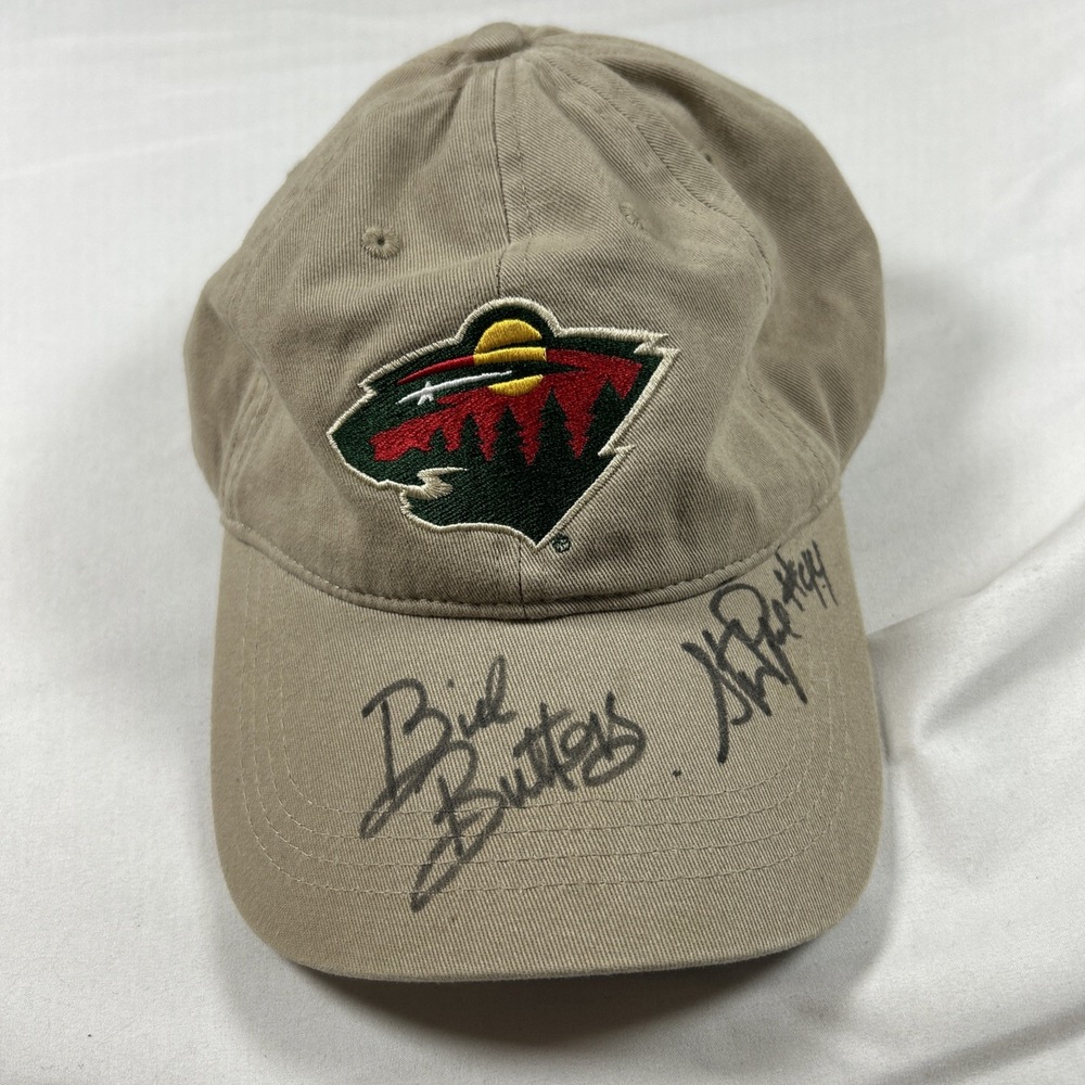 Minnesota Wild Autographed Hat Tan Cap America NHL Hockey Bill Butters Signed